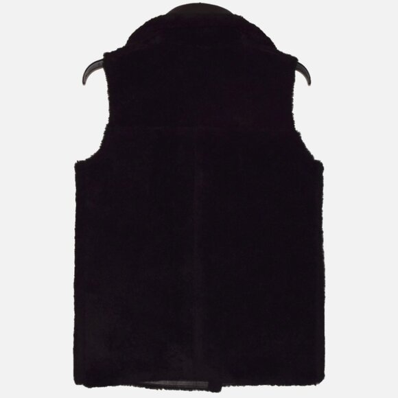 COACH Lamb Shearling Leather Reversible Snap Closure Black Vest Size M - Picture 7 of 10